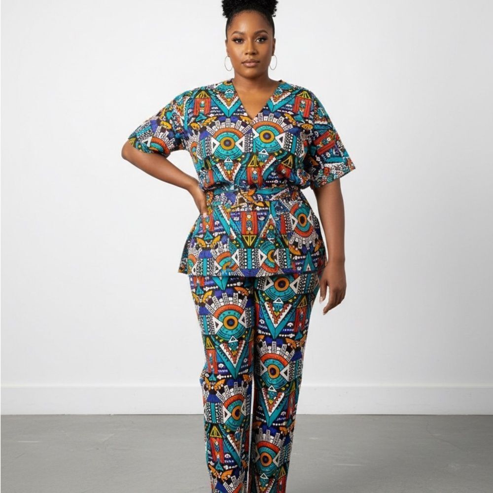 Take 50% OFF- Lapogee Colorful Geometric Women’s 2pcs, Size-1X